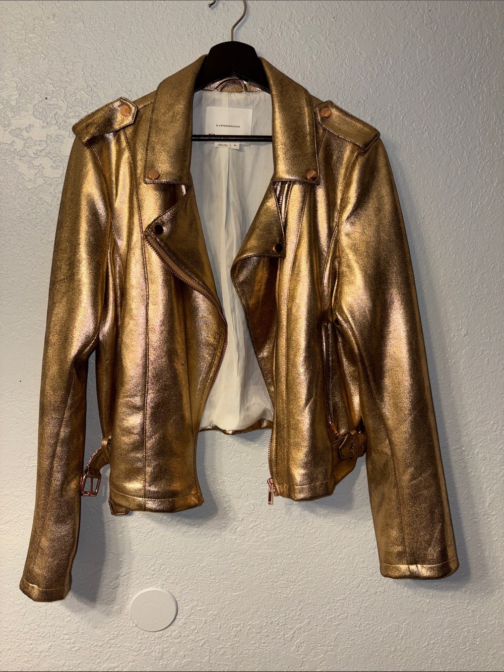 Anthropologie Metallic Gold Moto Jacket